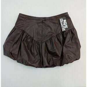 Future Collective Brown Faux Leather Bubble Mini Skirt Women’s Size M NWT